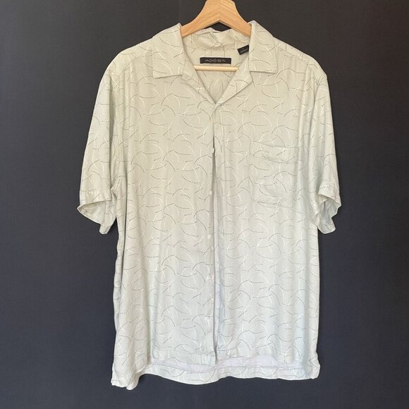 Axist Mens Silk Touch Short Sleeve Button-Up Shirt L Rayon Light Green Casual - Picture 1 of 6